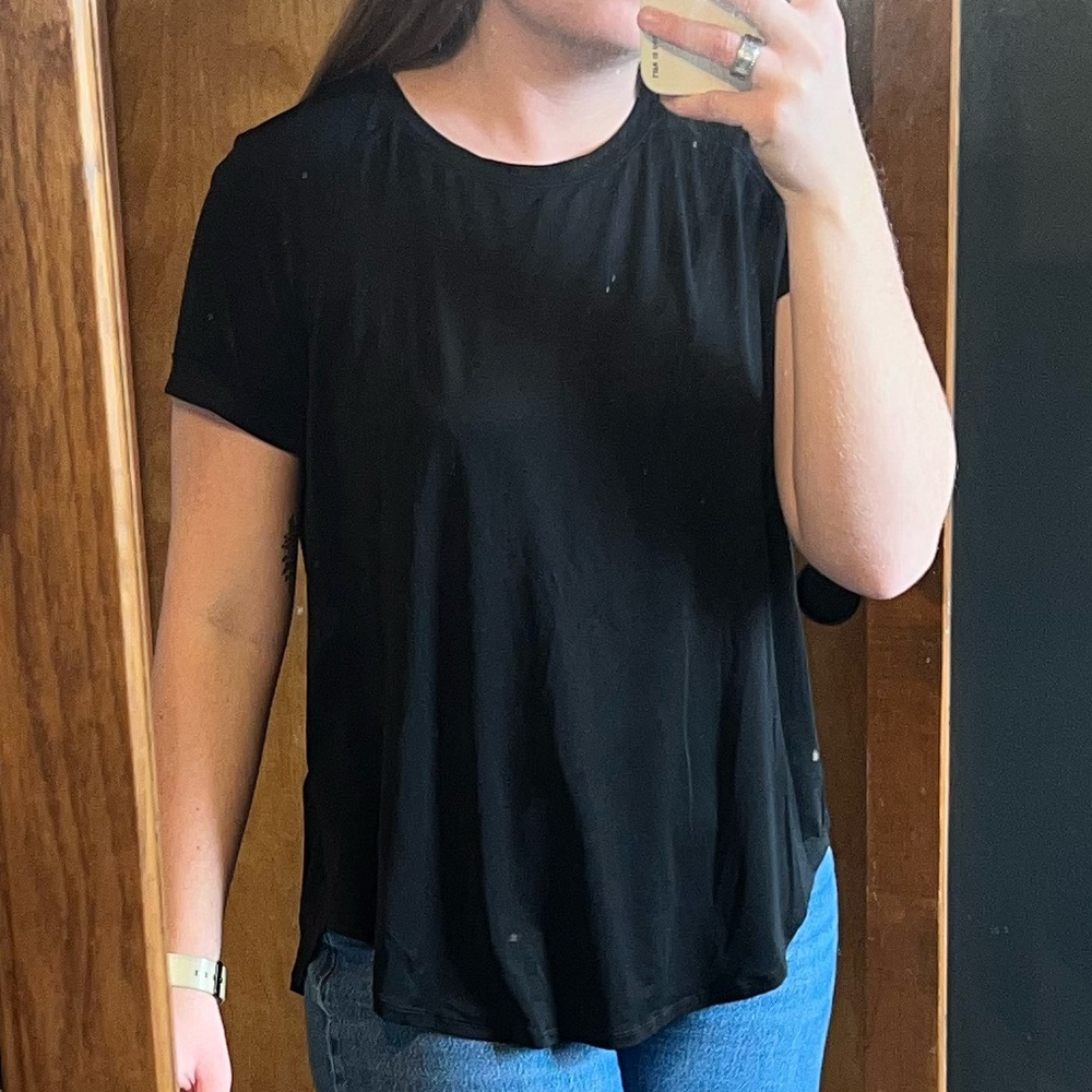 Lululemon Open Up Tie Back Tee, Size 8, Black